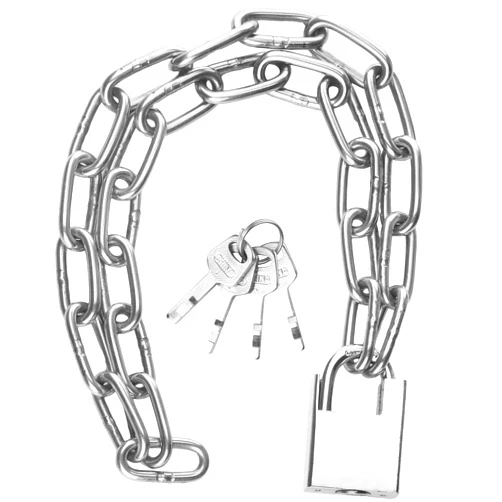 QBXMY7 40 inch/1 Meter Stainless Steel Security Chain Lock with Anti-Cut Padlock & 2 Keys - Heavy Duty Anti-Theft Protection for Bicycle, Motorcycle, Scooter, Door, Fence, Garage