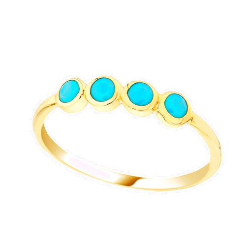 Latika Jewelry 14K Real Solid Gold Four Turquoise Ring for Women | December Birthstone Jewelry