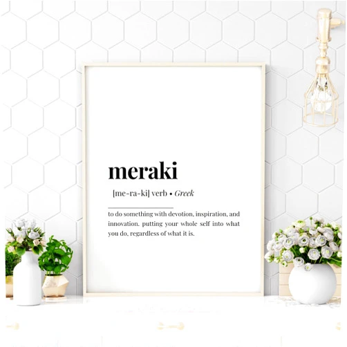 Custom Meraki Definition Print Wall Art Gift Greek Wall Art Print Greek Quote