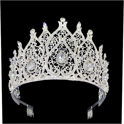 Levmoudra Crystal Queen Crown with Comb for Women, Big Tall Wedding Crown for Bride, Birthday Prom Princess Quince Tiara for Girls Pageant Bridal Headpiece Hair Accessories