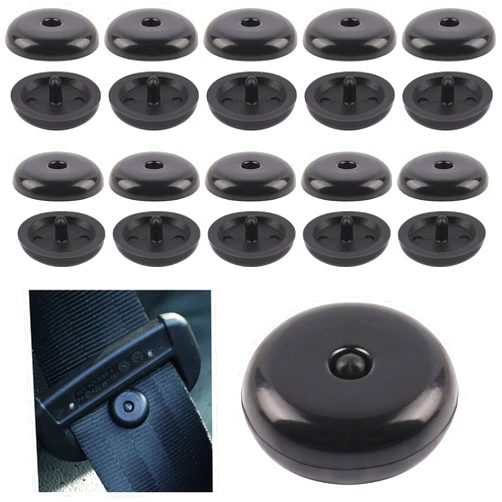 Sliverdew 10 Sets Universal Fit Seatbelt Stopper Kit, Seat Belt Button Stop Plastic Seatbelt Buckle Stopper Button Prevent Seatbelt Clip from Sliding Down