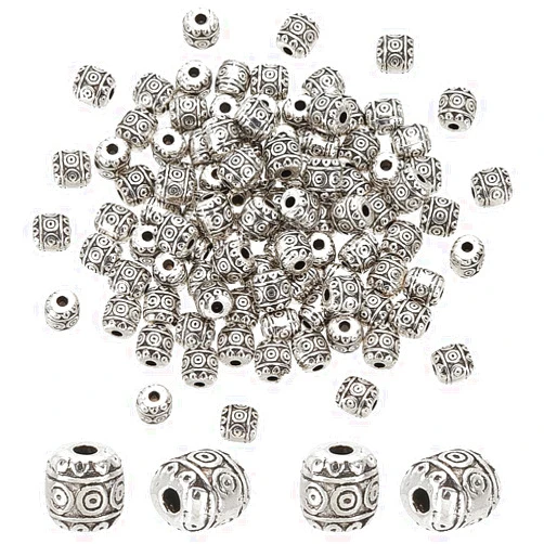 PH PandaHall 100pcs 6mm Barrel Spacers Beads Antique Silver Spacers Tibetan Alloy Loose Beads Tube Metal Spacers Loose Connector Beads for Bracelets Necklace Jewelry Making