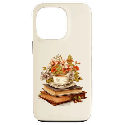 Books Coffee and Flowers shoppa Books Coffee and Flowers Vintage Library Bibliomane lovers Case for iPhone 13 Pro