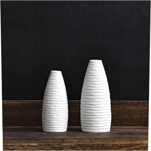 HCFIEGO Ceramic Flower Vases Set of 2，White Modern Vase，Flower Vases for Decor,Rustic Home Decor，Dry Flower Vases, Living Room Decoration,Flower Arrangement Decoration Shooting Props,Best Gift