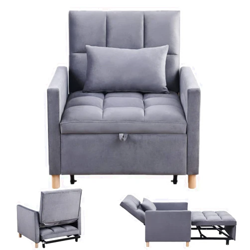 KJGJ 3 in 1 Convertible Sleeper Sofa Chair Bed Adjustable Sleeper Bed Chair with Pillow Multi-Functional Sleeper Chair with Soft Velvet Perfect for Living Room Bedroom or Office