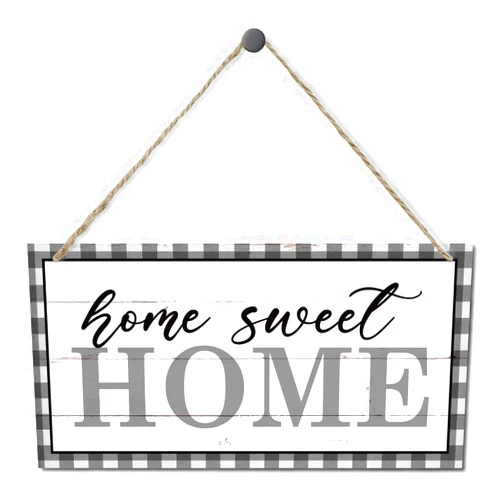 EDCTO Home Sweet Home Decor Sign, Hanging Wood Sign Home Decorative, Printed Wood Wall Art Sign, Rustic Door Hanger, Farmhouse Decoration, Front Door Decor, Home Porch Décor, Housewarming Gift 12 * 6inch