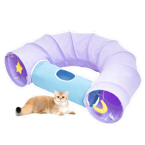 PAOPO Cat Tunnel,Cat Tunnels for Indoor Cats Extra Large Cute Cat Play Tunnel Toy for Cat,Kitten,Puppy,Rabbit,Purple