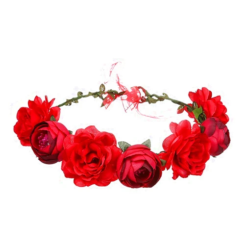 FaYaCa Rose Floral Crown, Hair Wreath Leave Flower Headband with Adjustable Ribbon, Roses Flowers Headwear Fairy Crowns, Flower Crown Rose Headpiece Wedding Bridal Flowers Girl Halo Maternity Photo Props