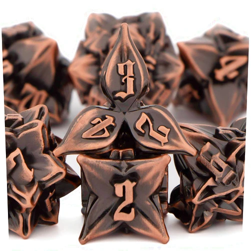 KERWELLSI DND Dice Set, 7 Pcs Metal Dice Set D&D, Leaf Dungeons and Dragons Dice with Box, Polyhedral Role Playing Dice, RPG D and D Dice D20 D12 D10 D8 D6 D4