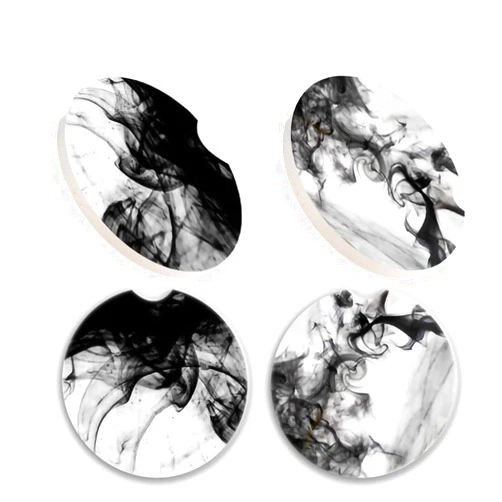 BLEPGRER Kuichu 4 Pcs Perfect Car Coasters for Drinks, 2.56 Inch Auto Coasters for Cup Holder, Absorbent Ceramic Coasters for Car, Distinctive Finger Notch for Easy Removal, Keep Your Cup Holder Dry and Tidy