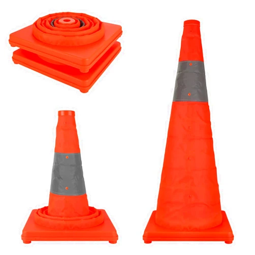 CYEAH 2 Pack 28 Inch Collapsible Traffic Safety Cones, Multi Purpose Pop up Cones with Reflective Collar, Orange Cones for Parking Lot, Road Safety, Driving Practice