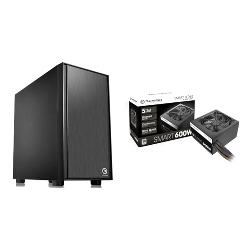 Thermaltake Versa H17 Black SPCC Micro ATX Mini Tower Gaming Computer Case CA-1J1-00S1NN-00 & Smart 600W ATX 12V V2.3/EPS 12V 80 Plus Certified Active PFC Power Supply PS-SPD-0600NPCWUS-W