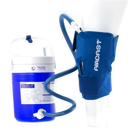 Aircast Cryo/Cuff System, Combines Focused Compression with Cold Therapy to Provide Optimal Control of Swelling to Minimze Hemathrosis, Edema, and Pain, Complete System with Medium Knee Cuff