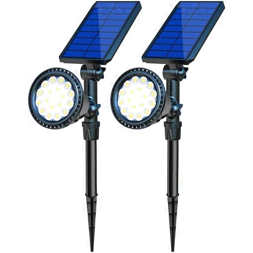 OSORD Solar Lights Outdoor, Bright Solar Landscape Spotlights Waterproof 18LED 2-in-1 Wall Light Adjustable Auto On/Off Solar Powered Landscape Lighting for Garden Driveway Walkway Pool (Cool White)