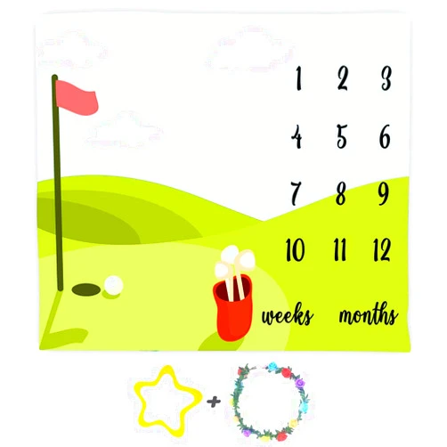 F-FUN SOUL Golf Sports Baby Monthly Milestone Blanket, 48x40in Soft Flannel, Nature Outdoor Grassland Backgrounds, Newborn Mom Gifts, Baby Shower Age Growth Tracker with Bonus Maker BTLSFS14