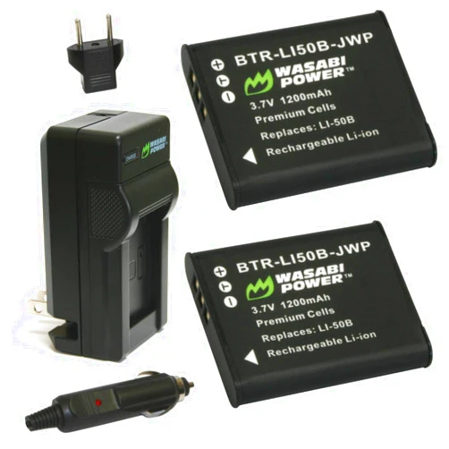 Wasabi Power Battery (2-Pack) and Charger for Kodak LB-050, LB-052 and Kodak FZ151, FZ152, SL10, SL25, SPZ1