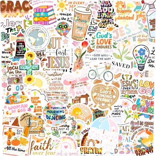 LOOAEFX 120PCS Christian Bible Verse Stickers, Inspirational Bible Verse Stickers for Water Bottles Boho Religious Faith for Journaling Scrapbook Laptop, Christian Gifts