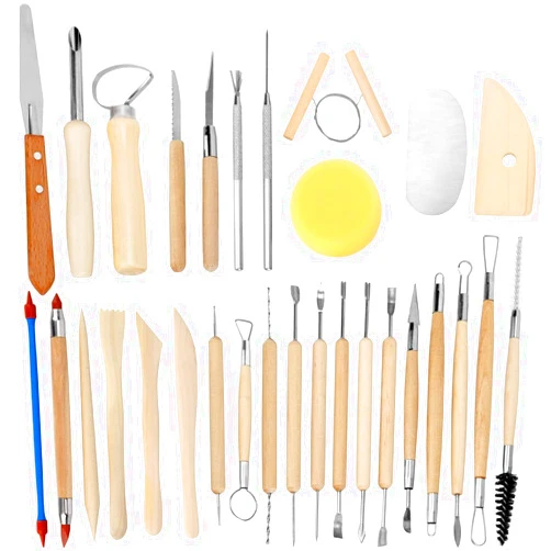 Blisstime 30pcs Clay Tools, Pottery Tools and Clay Sculpting Tools for Adults, Pottery Kit, Polymer Clay and Air Dry Clay Tools for Ceramics & Pottery Clay, Pottery Tool Kit for Craft Supplies