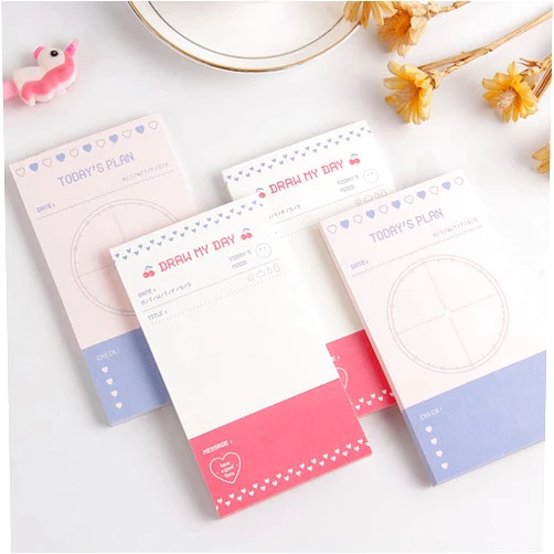 MAHONLIEN 4 Pack Daily To Do Pad,Daily Reminders Notepads for Work Study Daily Life,Today's Plan & Draw My Day(2.7 x 5 In)