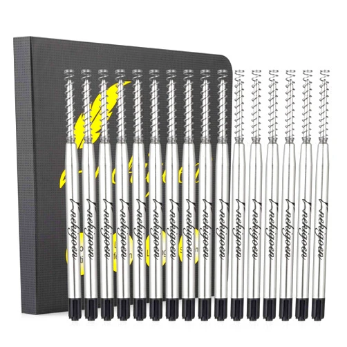 Nekigoen Parker Compatible Ballpoint Pen Refills Work for Most Brands Pens with Smooth Writing, Waterman Compatible Spring Refill Replaceable Twist Action Medium Point Refills 1.0mm Pack of 15 (Black)