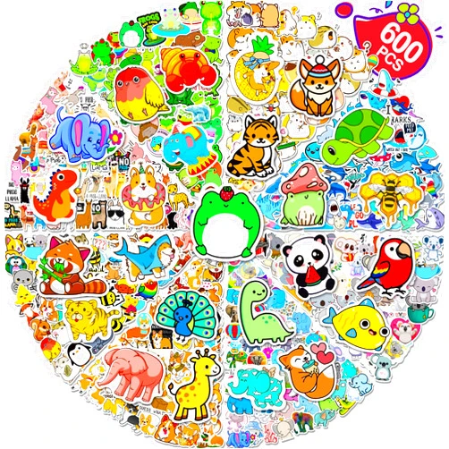Arme 600Pcs Animal Stickers Pack, Colorful Vinyl Stickers for Water Bottles Computer Skateboad Phone Notebooks, Cute Animal Stickers Waterproof, Pet Stickers for Toddlers Kids Teens Girls Boys