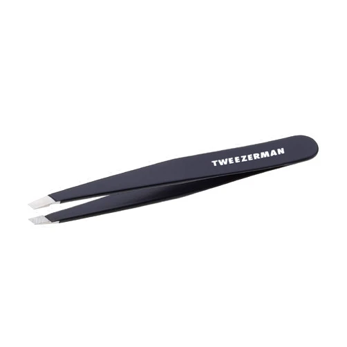 Tweezerman Stainless Steel Slant Tweezer - Eyebrow Tweezers for Women and Men (Black)