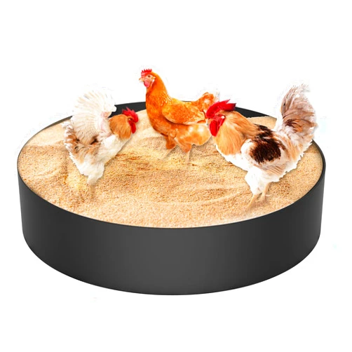GHWMYD Chicken Dust Bath Tub, Round Chicken Lime Grit Container, 25in X 5.9in Ajustable Size with 10PCS Nails, Bottomless Design for Chickens Ducks Turkeys Outdoor Use, Chicken Coop Accessories