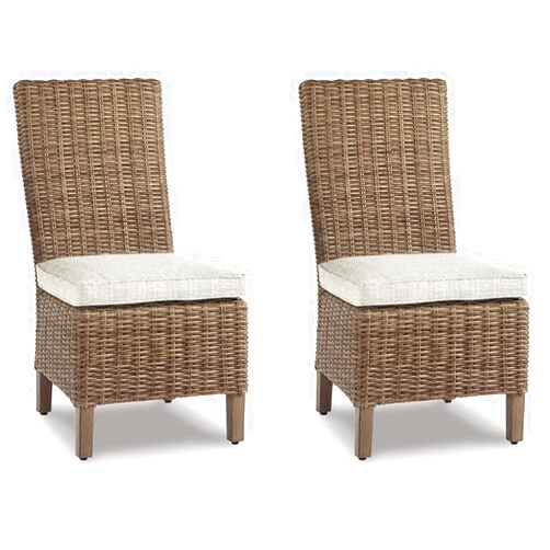 Signature Design by Ashley Beachcroft Outdoor Wicker Dining Chair Set, 2 Count, Beige