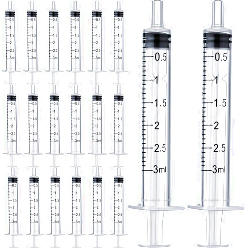 Frienda 20 Packs Plastic Syringe with Measurement, Suitable for Measuring, Watering, Refilling (3 ml)