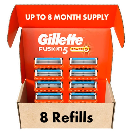 Gillette Fusion5 Power Razor Blade Refills, 8 Count, Lubrastrip for a More Comfortable Shave for Men