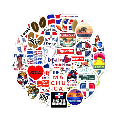 BulbaCraft 100Pcs Dominican Republic Stickers for Water Bottle and Laptop - Dominican Republic Party Favors & Decorations, Waterproof Vinyl Decals, Flag and Culture Stickers