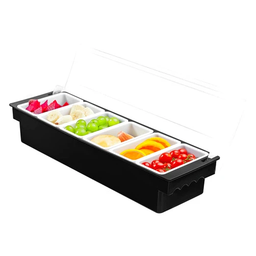 BEYLANG Ice Chilled Serving Tray Condiment Pots 6 Compartment Condiment Server Caddy (6 Compartments)