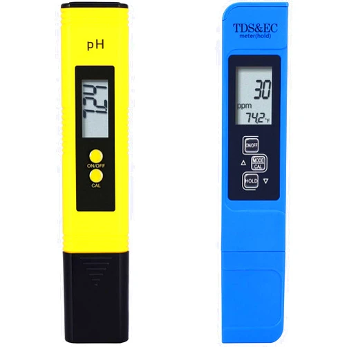 Ruolan Digital pH and TDS Meter Kits, 0.01pH High Accuracy Pen Type pH Meter ± 2% Readout Accuracy 3-in-1 TDS EC Temperature Meter for Hydroponics, Pool and Aquarium (pH Meter Kit)