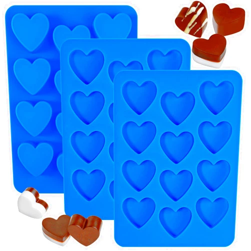 Webake Heart Silicone Molds 12-Cavity Heart Shaped Molds for Chocolate, Candy, Ice Cube, Fudge, Pack of 3