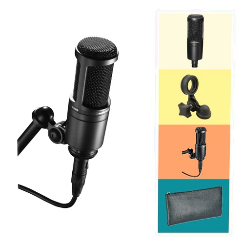 Audio-Technica Audio Technica AT2020 Condenser Studio Microphone Bundle with Pop Filter and XLR Cable