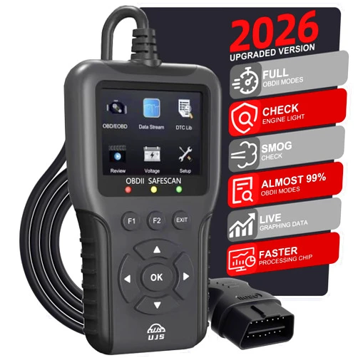 UJS 2026 Enhanced Universal OBD2 Scanner, Check Engine Code Reader - 65000+ Fault Codes, Live Data, I/M Readiness, Battery Voltage Check, Read & Clear Error Codes for All OBDII Protocol Car 1996+