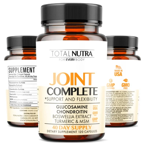 Total Nutra Glucosamine Chondroitin MSM Turmeric 2100mg – Joint Complete Capsules, Advanced Strength Joint Support Supplement for Adults Hands Back Knee Mobility – Bone & Joint Health Supplements for Men & Women