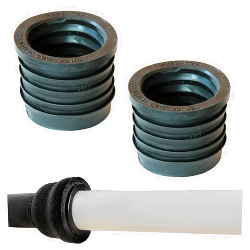 Fernco P22U-205 2-in. Service Weight Cast Iron Hub to 2-in. Sch. 40 PVC Compression Donut, 2-Pack