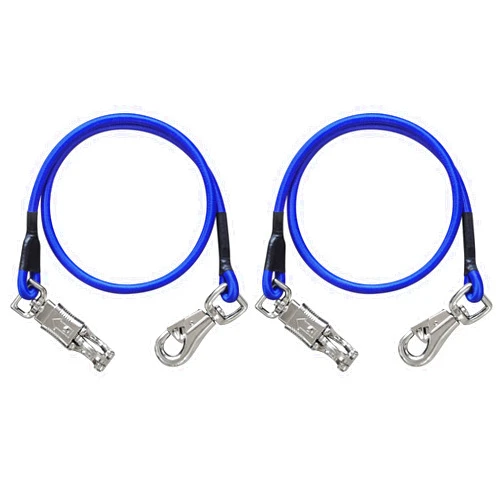 MIYABALA Bungee Horse Trailer Ties,36 Inch Long Bungee Cross Ties for Horses with Super Strong Quick Release Panic Snap and Bull Snap for Horse Trailer Accessories (Blue 2 Pack)