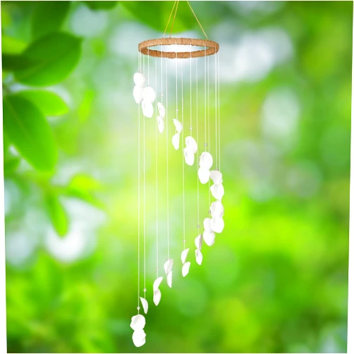 Marsui Seashell Wind Chimes for Outside, 28 Inch Hanging Seashell Windchime Decor for Outdoor Indoor Window Beach Garden Yard Decoration
