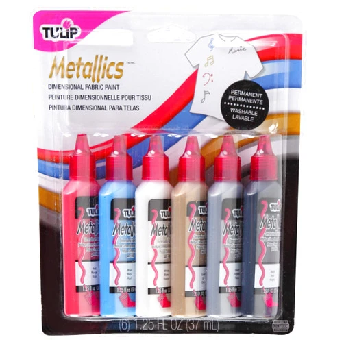 TULIP 17581 Dimensional Metallic Fabric Paint, 6-Pack (Metallic)