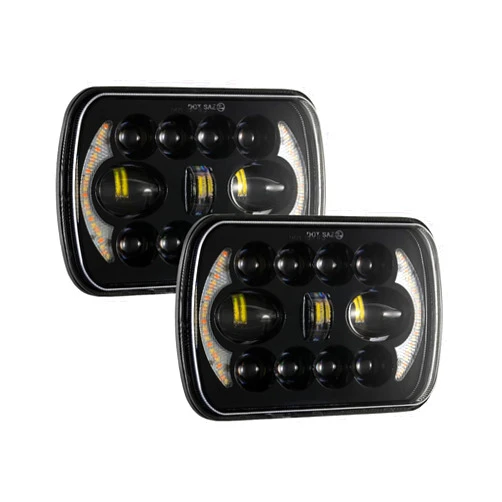 VESTER Auxbeam 5x7 7x6 Led Headlights with DRL, 170W Rectangular Headlamp with High Low Beam H6054 5054 Sealed Beam Headlight for Jeep Wrangler YJ Cherokee XJ H5054 H6054LL 6052 6053, 2Pcs Black