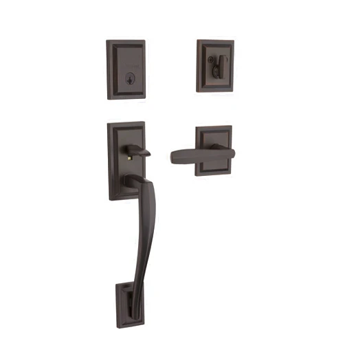 Baldwin Torrey Pines, Front Entry Handleset with Interior Lever, Featuring SmartKey Deadbolt Re-Key Technology and Microban Protection, in Venetian Bronze