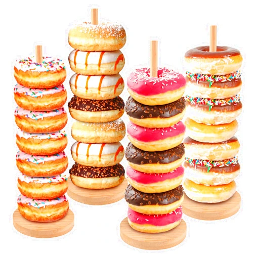 Gasgimos Farmhouse Donut Stand for Dessert Table 4 PCS, Donut Holder Stand, Bagel Holder Stand, Donut Display Stand for Party, Doughnut Tower Stand for Birthday, Wedding, Baby Shower Decoration