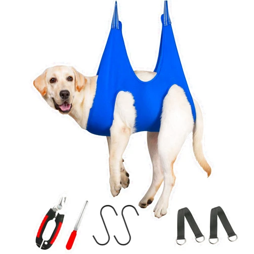 Guzekier Dog Grooming Hammock for Trim Nail, Dog Sling for Grooming, Dog Hammock Restraint Bag with Nail Clippers/Trimmer, Nail File, Pet Comb,Ear/Eye Care