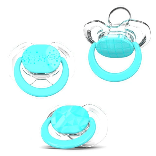Smilo Baby Pacifier with Orthodontic Design for Healthy Dental Development - Stage 3 for Babies 9+ Months - Pack of 3X 100% Silicone Pacifiers BPA Free - Aqua Blue