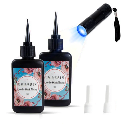 FitUnit UV Resin Kit with Light-100g UV Resin with UV Flashlight,Crystal Clear Resin Glue for DIY Jewellery Making,UV Resin Kit for DIY Beginners Introductory Jewellery Making Resin Kit