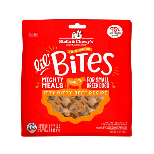 Stella & Chewy's Freeze-Dried Raw Lil' Bites Itty Bitty Beef Recipe Small Breed Dog Food, 7 oz. Bag (Beef)