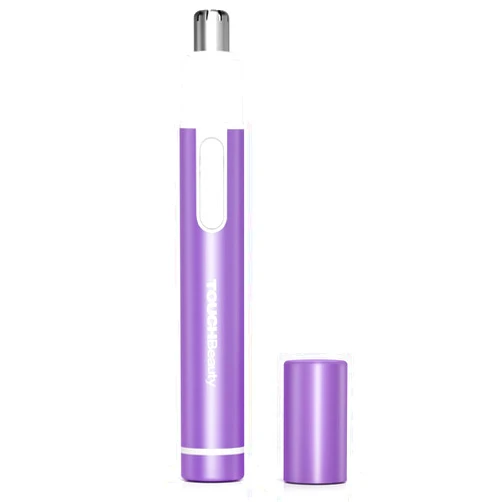 TOUCHBeauty Ear Nose Hair Trimmer for Women,Painless Nose Hair Removal,Metal Cover, Safe Cutter System, Mini Pen-Sized, Battery Powered Violet Color 0656