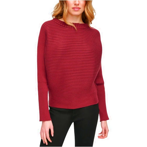 DKNY Jeans Womens Ribbed Dolman Sleeves Pullover Sweater
